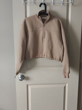 OAK + FORT beige 1/4 zip sweater